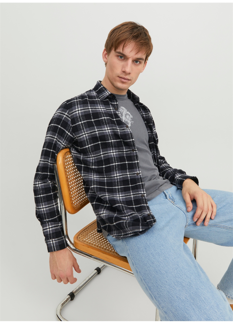 Jack & Jones Slim Fit Açık Mavi Erkek Gömlek 12237039_JJPLAIN FALL CHECK SHIRT L_2