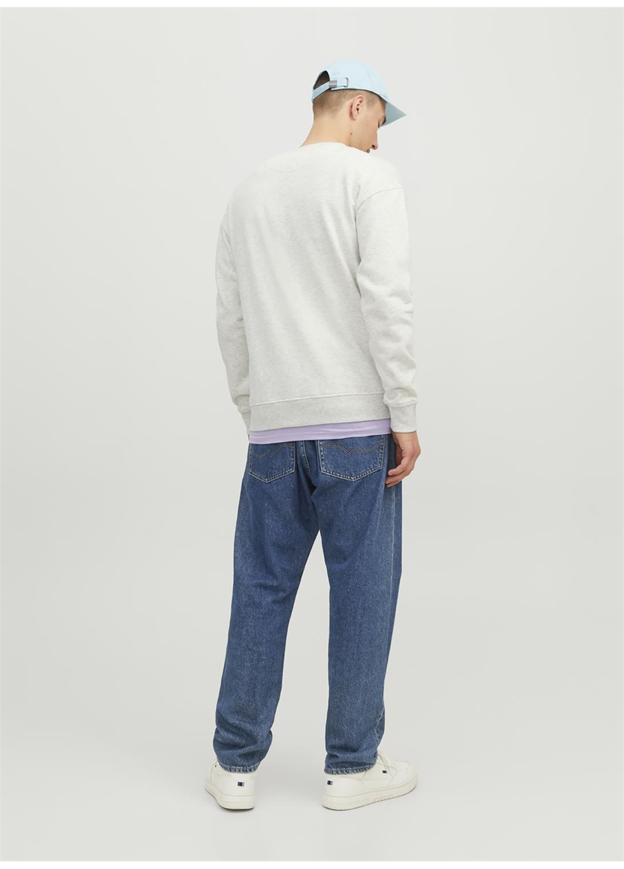 Jack & Jones Bisiklet Yaka Açık Gri Erkek Sweatshırt 12242366_JORSILVERLAKE SWEAT CREW N_3