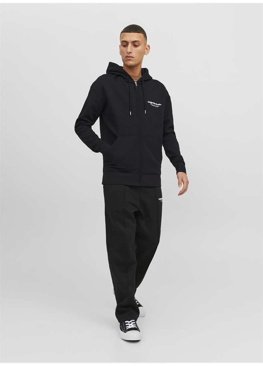 Jack & Jones Kapüşon Yaka Siyah Erkek Sweatshırt 12241691_JORVESTERBRO SWEAT ZIP HOO_4