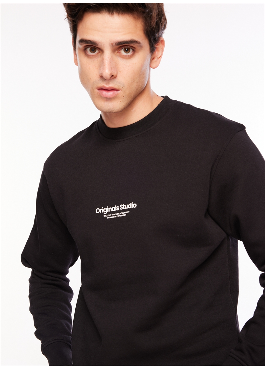 Jack & Jones Bisiklet Yaka Siyah Erkek Sweatshırt 12241694_JORVESTERBRO SWEAT CREW NE