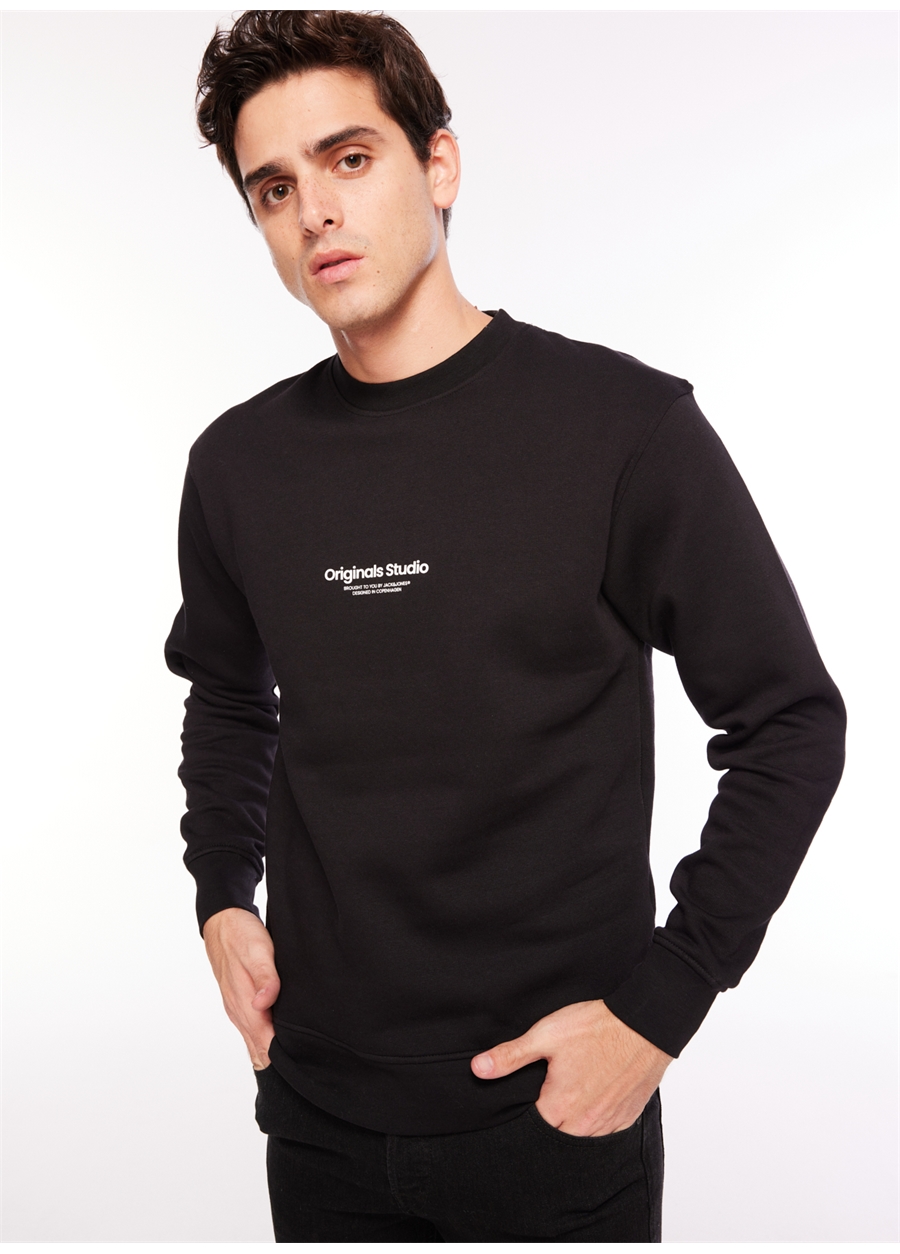 Jack & Jones Bisiklet Yaka Siyah Erkek Sweatshırt 12241694_JORVESTERBRO SWEAT CREW NE_1