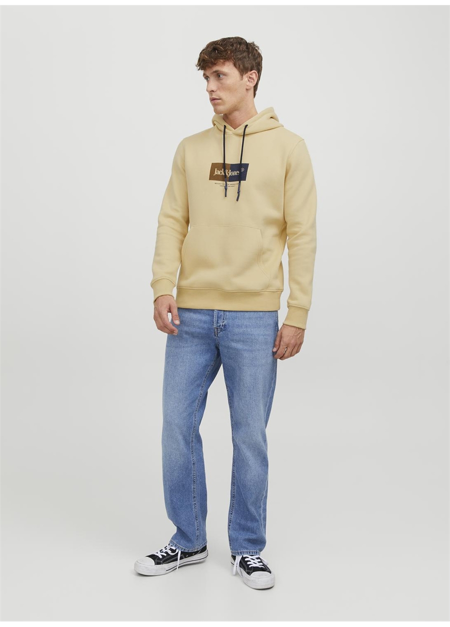 Jack & Jones Kapüşon Yaka Sarı Erkek Sweatshırt 12242197_JORDALSTON BRANDING SWEAT_1