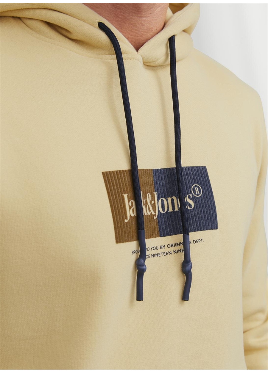 Jack & Jones Kapüşon Yaka Sarı Erkek Sweatshırt 12242197_JORDALSTON BRANDING SWEAT_6