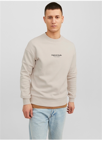 Jack & Jones Bisiklet Yaka Krem Erkek Sweatshırt 12241694_JORVESTERBRO SWEAT CREW NE