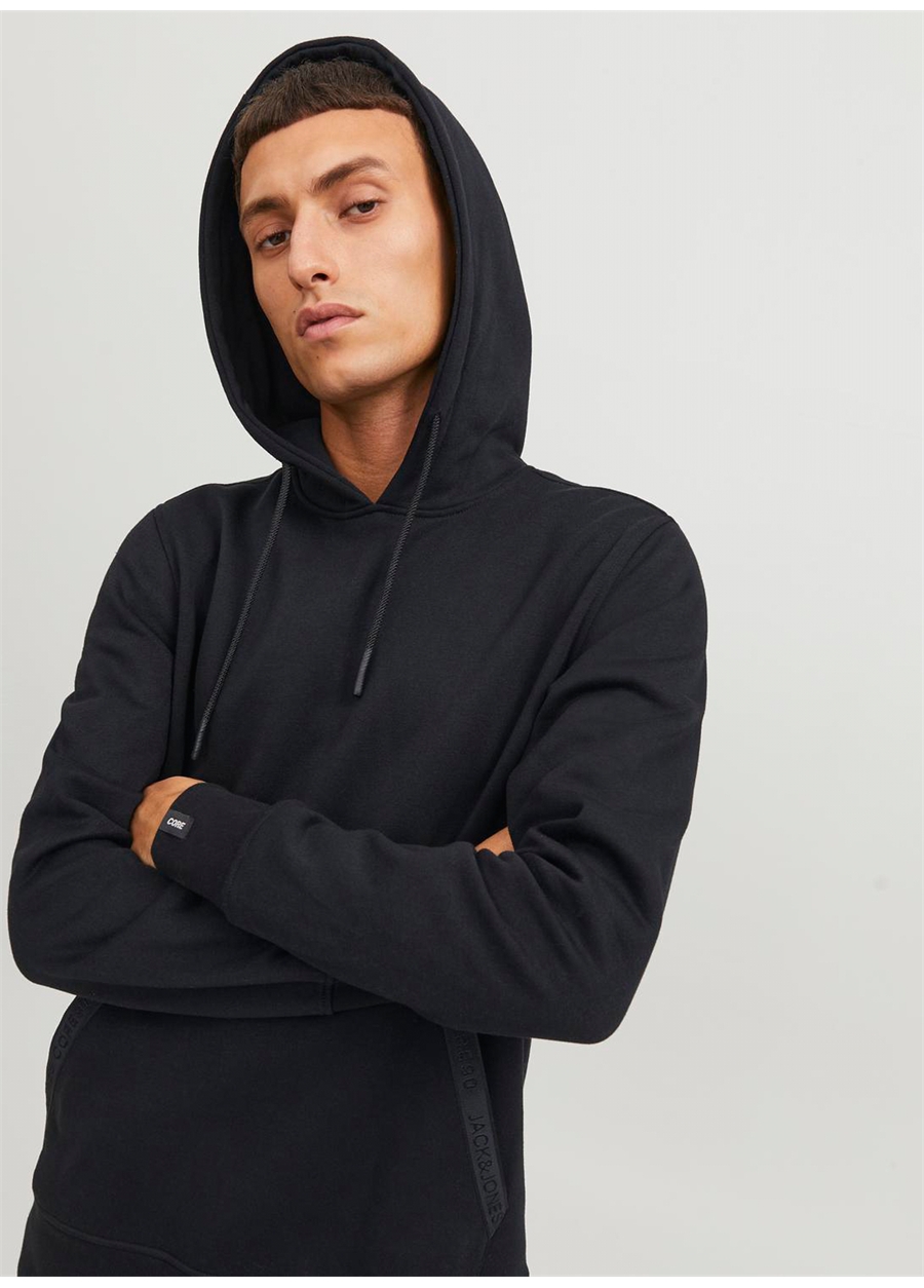 Jack & Jones Kapüşon Yaka Siyah Erkek Sweatshırt 12242176_JCOREACT SWEAT HOOD_2