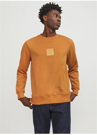 Jack & Jones Bisiklet Yaka Turuncu Erkek Sweatshırt 12250403_JPRBLALEO SWEAT CREW NECK_3