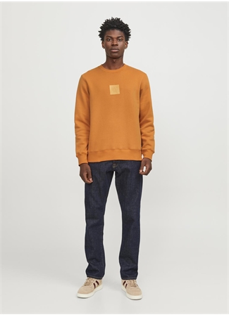 Jack & Jones Bisiklet Yaka Turuncu Erkek Sweatshırt 12250403_JPRBLALEO SWEAT CREW NECK