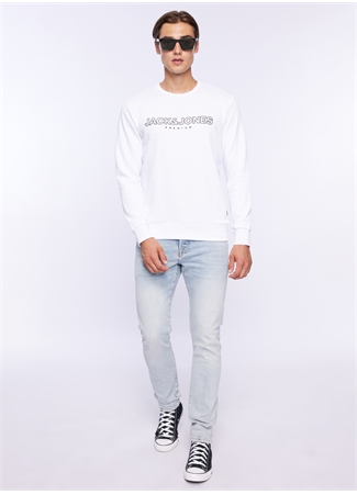 Jack & Jones Bisiklet Yaka Beyaz Erkek Sweatshırt 12250970_JPRBLAJASON BRANDING SWEAT