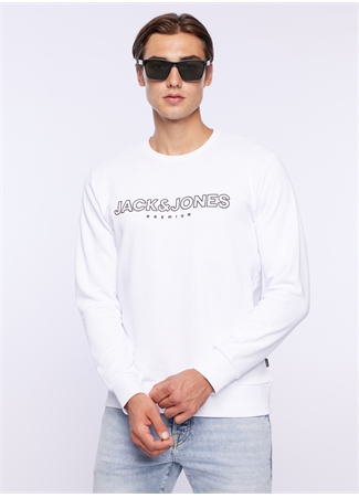 Jack & Jones Bisiklet Yaka Beyaz Erkek Sweatshırt 12250970_JPRBLAJASON BRANDING SWEAT_1