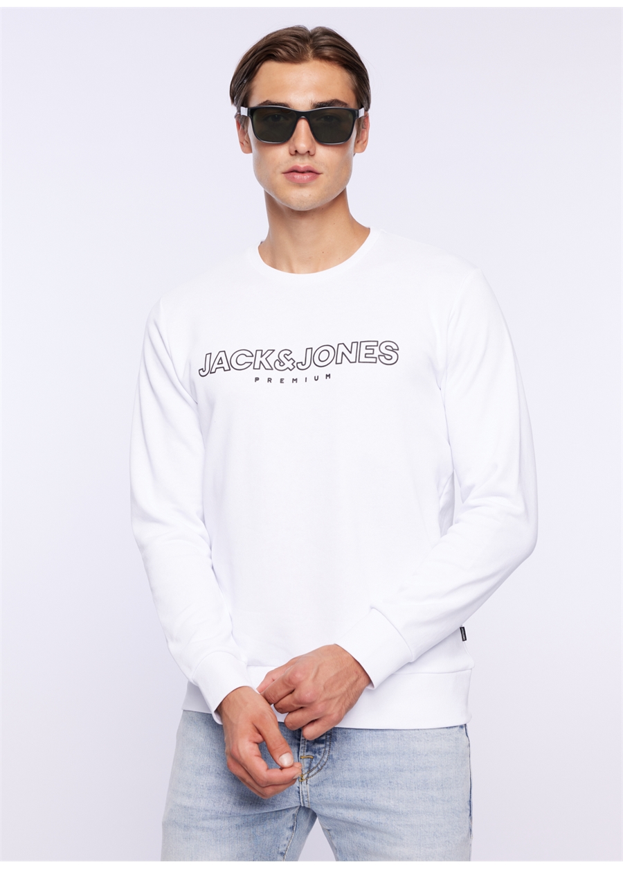 Jack & Jones Bisiklet Yaka Beyaz Erkek Sweatshırt 12250970_JPRBLAJASON BRANDING SWEAT_1