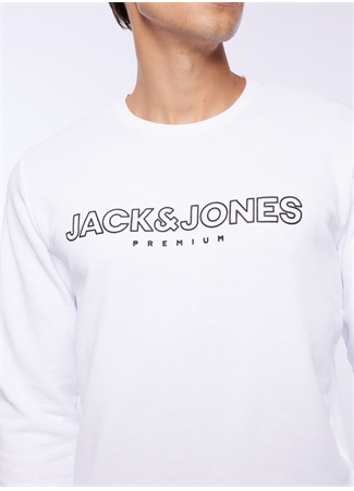 Jack & Jones Bisiklet Yaka Beyaz Erkek Sweatshırt 12250970_JPRBLAJASON BRANDING SWEAT_2