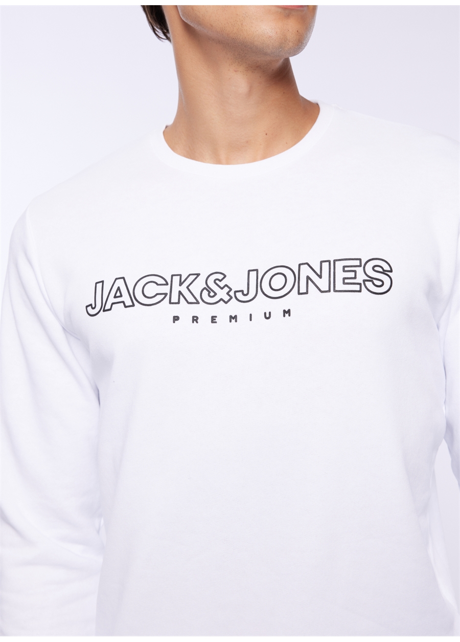 Jack & Jones Bisiklet Yaka Beyaz Erkek Sweatshırt 12250970_JPRBLAJASON BRANDING SWEAT_2