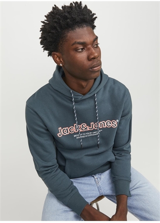 Jack & Jones Kapüşon Yaka Koyu Yeşil Erkek Sweatshırt 12246802_JORLAKEWOOD SWEAT HOOD BF