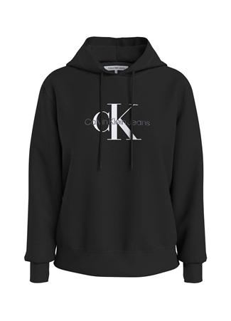 Calvin Klein Jeans Siyah Kadın Kapüşonlu Baskılı Sweatshirt J20J221335