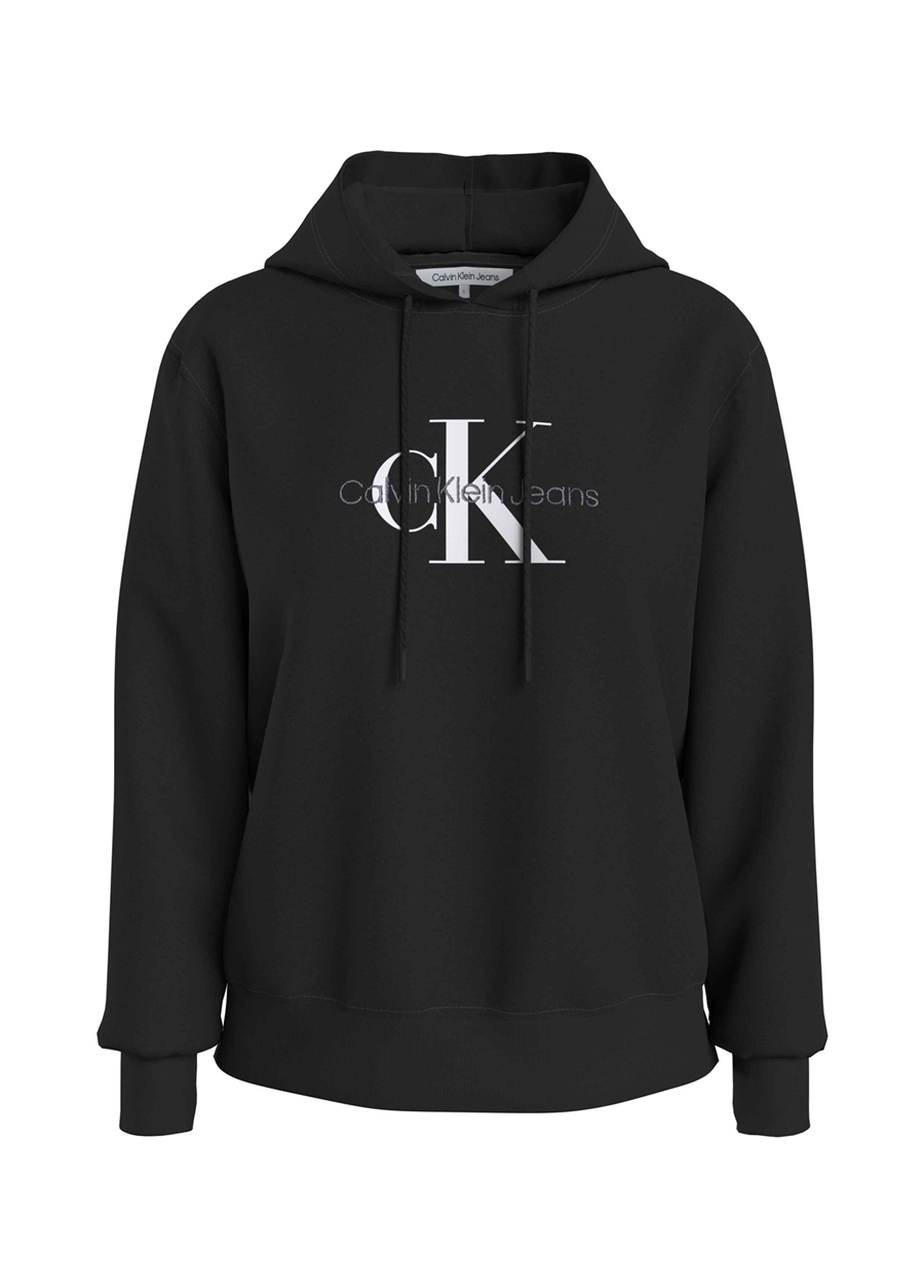 Calvin Klein Jeans Siyah Kadın Kapüşonlu Baskılı Sweatshirt J20J221335_0