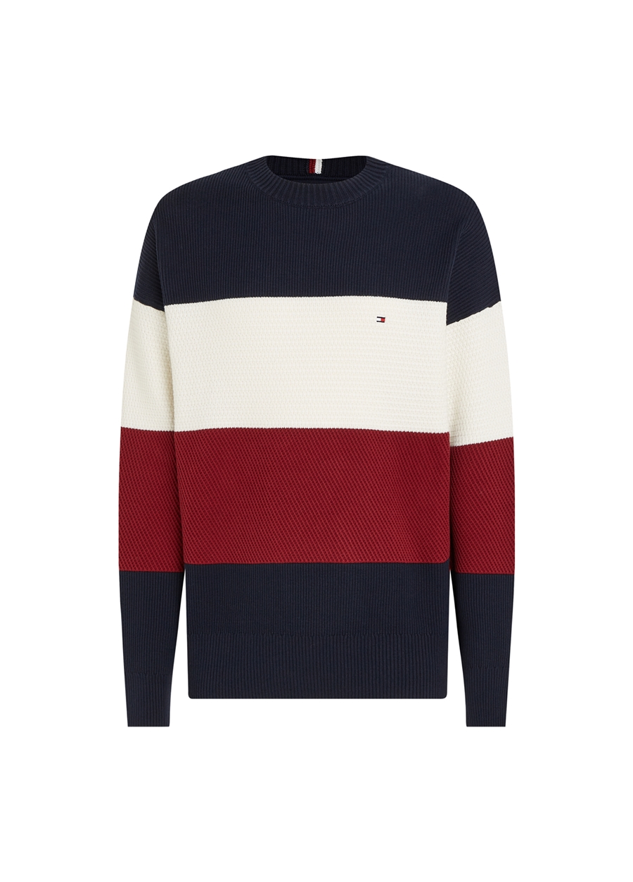 Tommy Hilfiger Bisiklet Yaka Slim Fit Mavi Erkek Kazak MW0MW315740A4