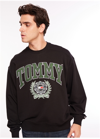 Tommy Jeans Bisiklet Yaka Siyah Erkek Sweatshırt DM0DM16804BDS