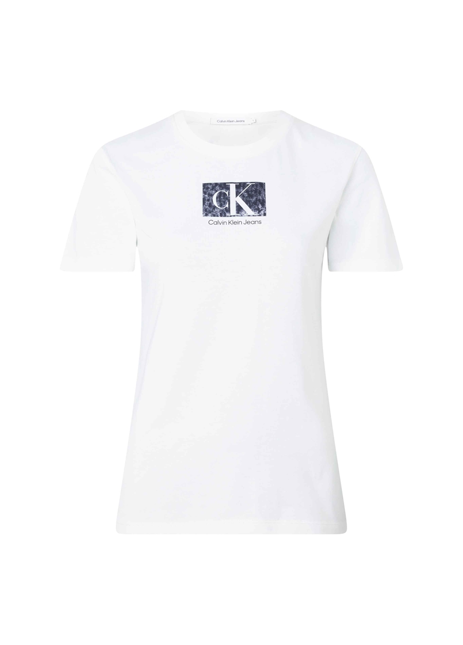 Calvin Klein Jeans Bisiklet Yaka Baskılı Beyaz Kadın T-Shirt J20J221631_0