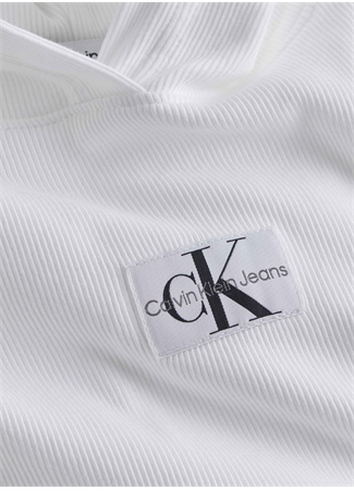 Calvin Klein Jeans Kapüşon Yaka Düz Beyaz Kadın T-Shirt J20J221441_2