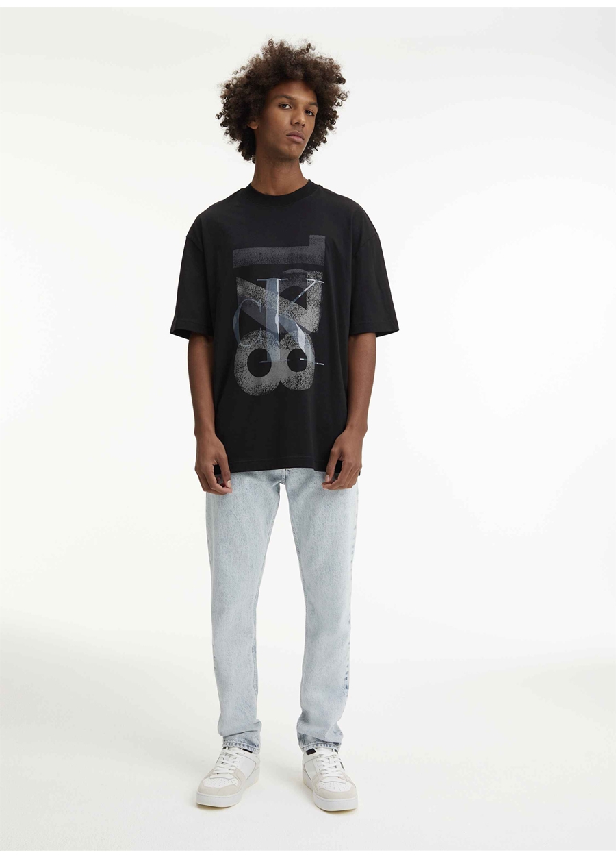 Calvin Klein Jeans Bisiklet Yaka Baskılı Siyah Erkek T-Shirt J30J324207BEH