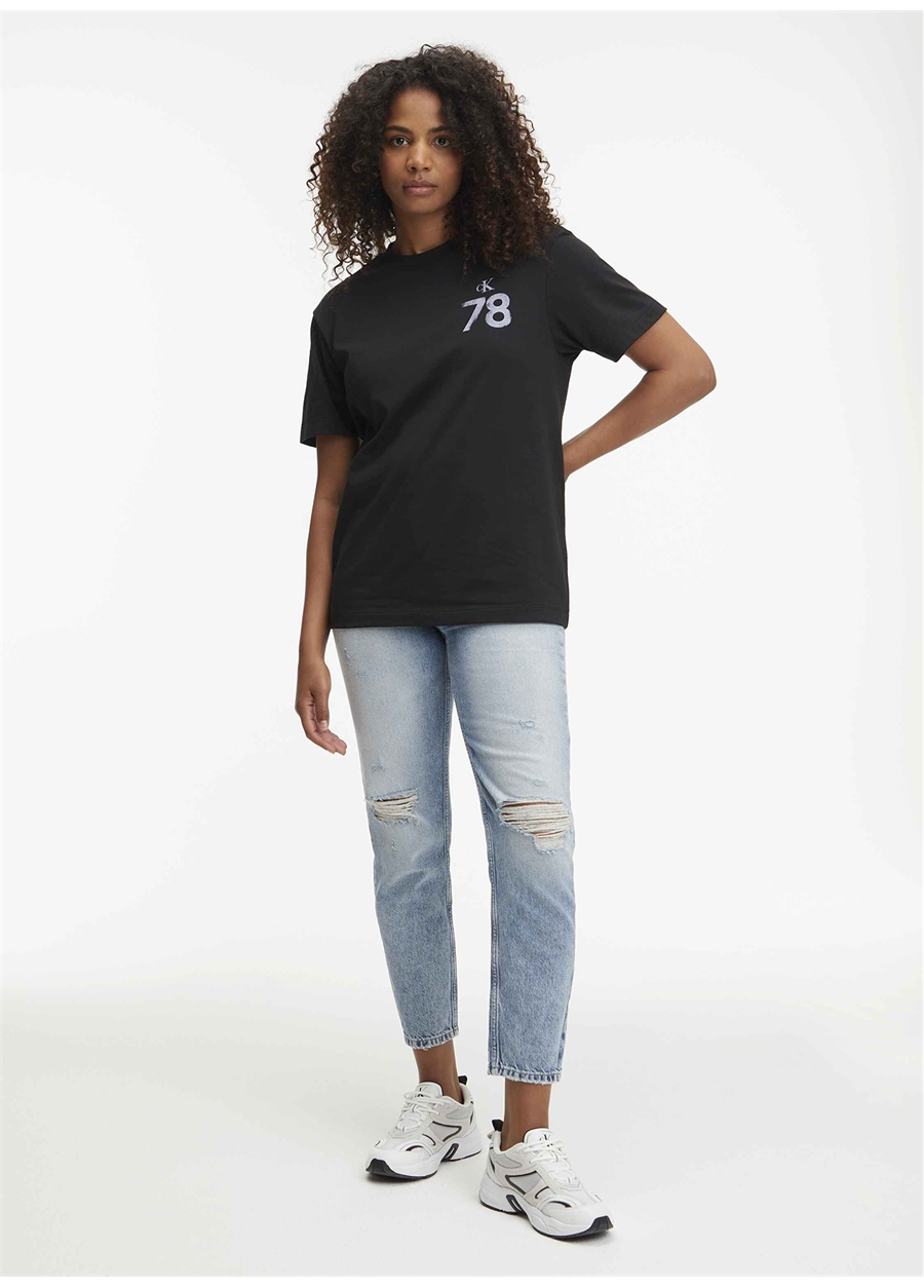 Calvin Klein Jeans Bisiklet Yaka Baskılı Siyah Kadın T-Shirt J20J222169_0