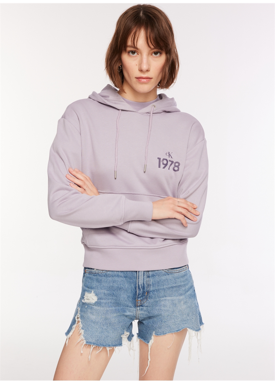 Calvin Klein Jeans Kapüşon Yaka Baskılı Gri Kadın Sweatshırt J20J222171_3