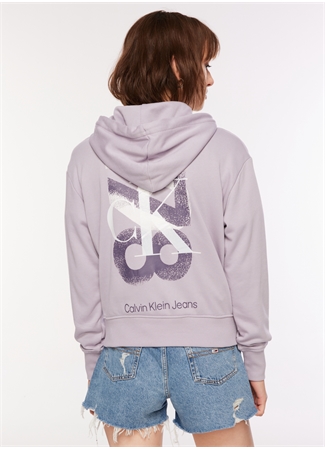 Calvin Klein Jeans Kapüşon Yaka Baskılı Gri Kadın Sweatshırt J20J222171_5