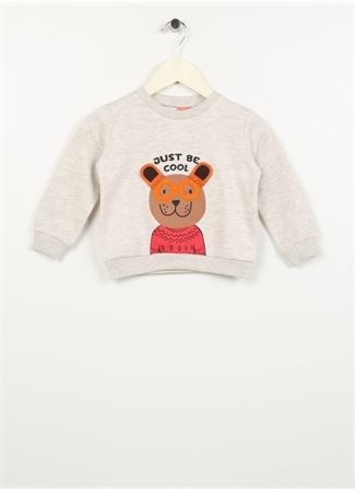 Koton Bej Erkek Çocuk Bisiklet Yaka Uzun Kollu Baskılı Sweatshirt 4WMB10188TK - Baby