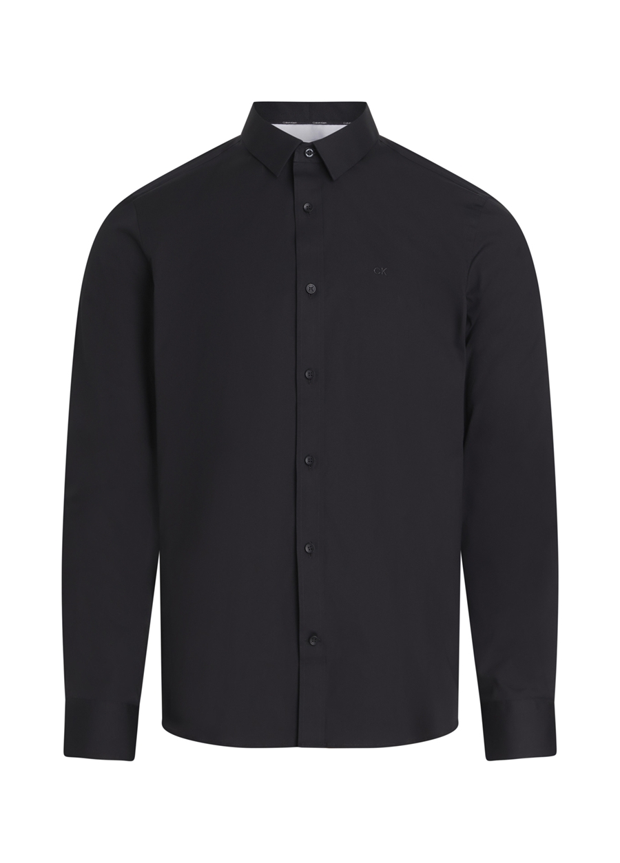 Calvin Klein Slim Fit Düğmeli Yaka Siyah Erkek Gömlek K10K110856BEH