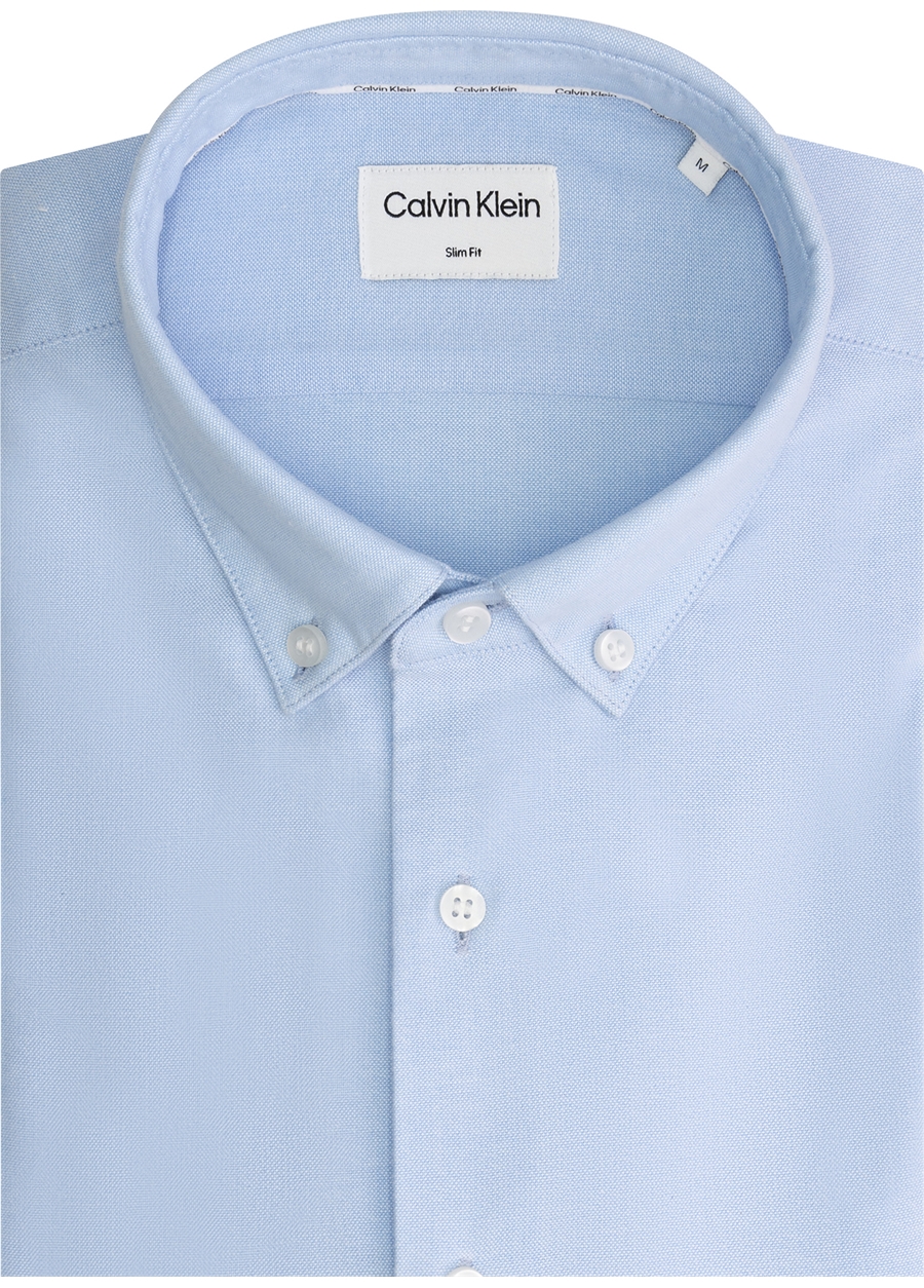 Calvin Klein Slim Fit Düğmeli Yaka Mavi Erkek Gömlek K10K1098870GY