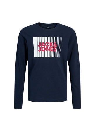 Jack & Jones Baskılı Lacivert Erkek Çocuk T-Shirt JJECORP LOGO TEE PLAY LS O-NECK NOO_2