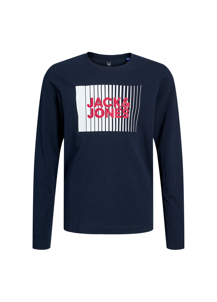 Jack & Jones Baskılı Lacivert Erkek Çocuk T-Shirt JJECORP LOGO TEE PLAY LS O-NECK NOO_2