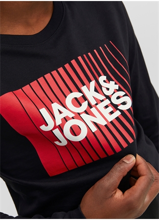 Jack & Jones Baskılı Siyah Erkek Çocuk T-Shirt JJECORP LOGO TEE PLAY LS O-NECK NOO_4