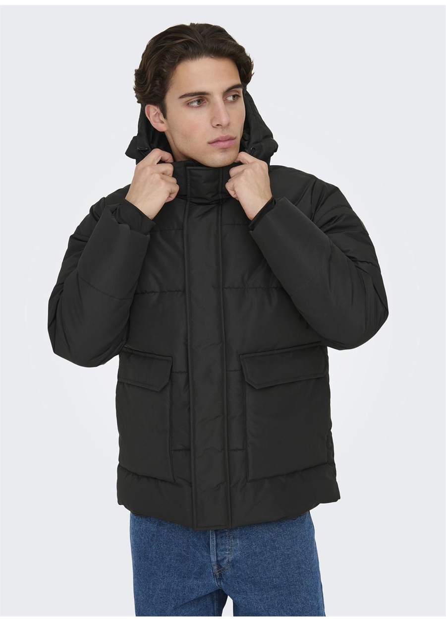 Only & Sons Siyah Erkek Mont ONSCARL LIFE QUILTED JACKET NOOS OT_0