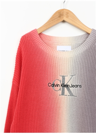 Calvin Klein Kahve Kız Çocuk Bisiklet Yaka Uzun Kollu Desenli Kazak IG0IG02082GAN_1