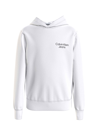 Calvin Klein Düz Erkek Çocuk Beyaz Sweatshırt IB0IB01293YAF