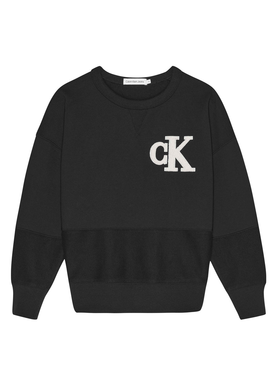 Calvin Klein Düz Erkek Çocuk Siyah Sweatshırt IB0IB01684BEH_0