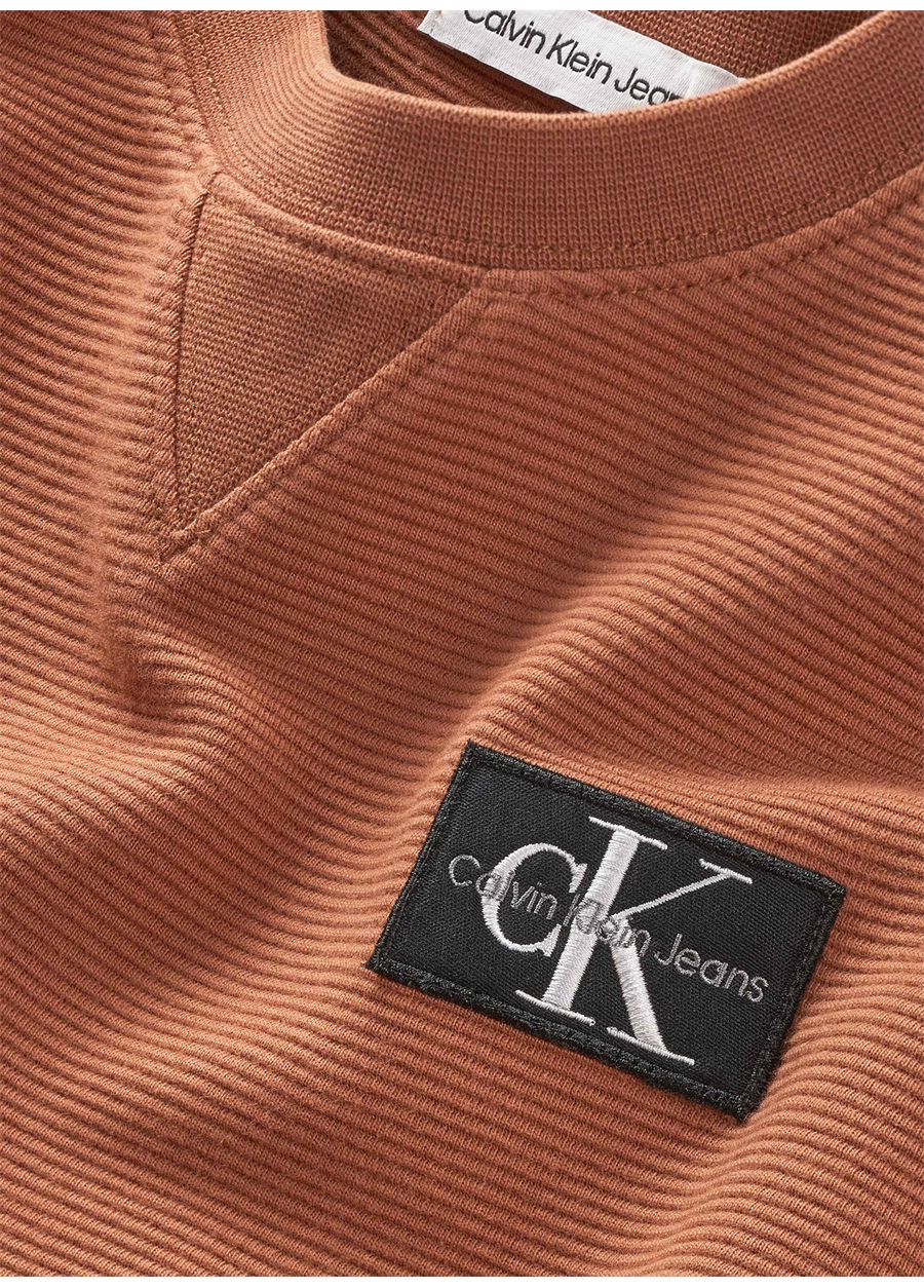 Calvin Klein Düz Erkek Çocuk Kahve Sweatshırt IB0IB01686GAN_1