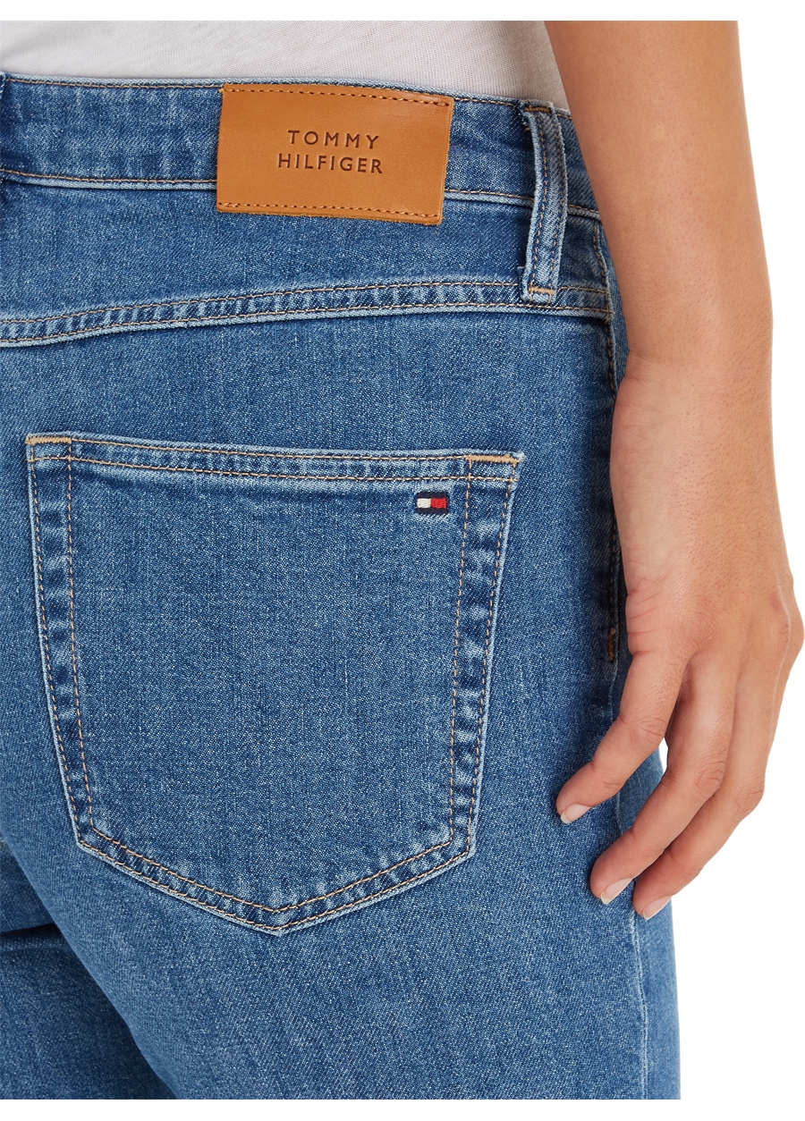 Tommy Hilfiger Yüksek Bel Boru Paça Normal Mavi Kadın Denim Pantolon WW0WW389101A4_3