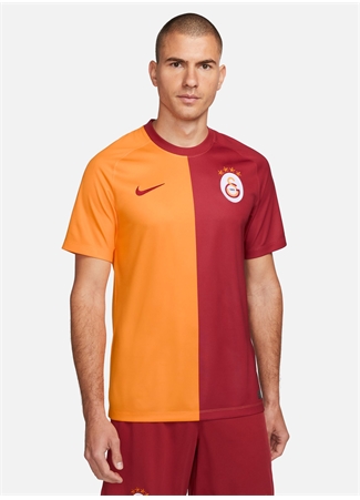 Nike Sarı - Kırmızı Erkek Bisiklet Yaka Parçalı Forma FN0200-836 GS M NK DF FTBL TOP SS H_4