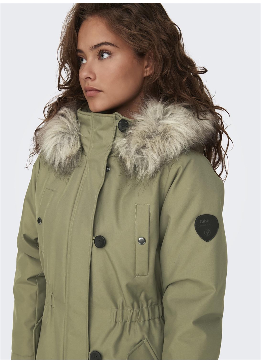 Only Açık Yeşil Kadın Kaban ONLIRIS FUR WINTER PARKA CC 2023 OT_1