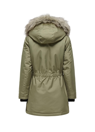 Only Açık Yeşil Kadın Kaban ONLIRIS FUR WINTER PARKA CC 2023 OT_2