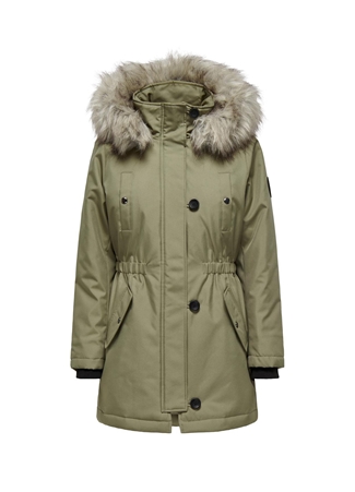 Only Açık Yeşil Kadın Kaban ONLIRIS FUR WINTER PARKA CC 2023 OT_3