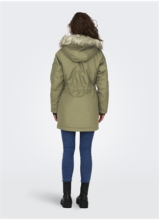 Only Açık Yeşil Kadın Kaban ONLIRIS FUR WINTER PARKA CC 2023 OT_6