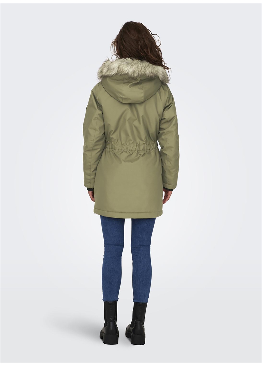 Only Açık Yeşil Kadın Kaban ONLIRIS FUR WINTER PARKA CC 2023 OT_6