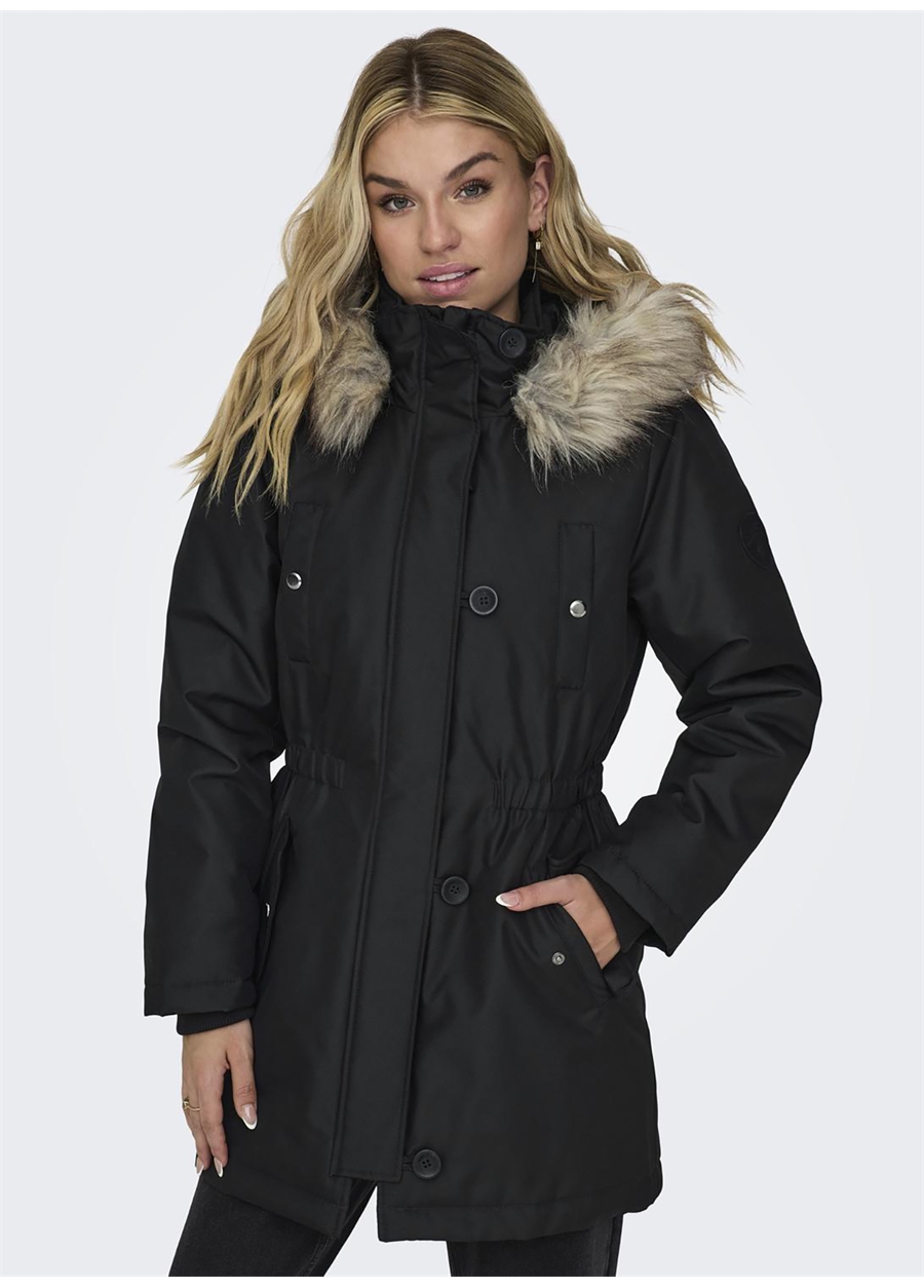 Only Siyah Kadın Kaban ONLIRIS FUR WINTER PARKA CC 2023 OT_2