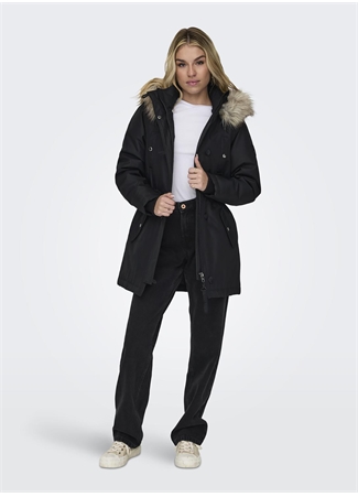 Only Siyah Kadın Kaban ONLIRIS FUR WINTER PARKA CC 2023 OT_5