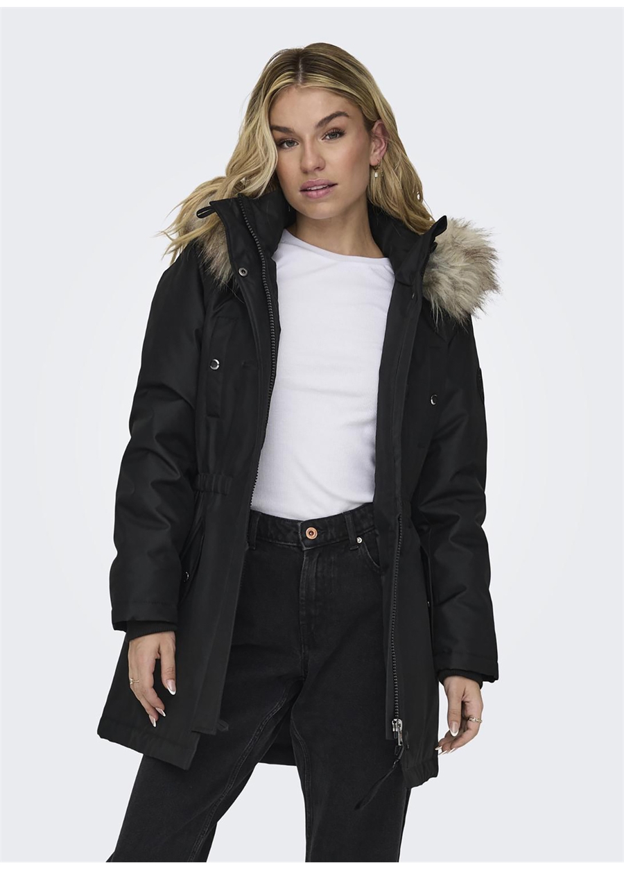 Only Siyah Kadın Kaban ONLIRIS FUR WINTER PARKA CC 2023 OT_6