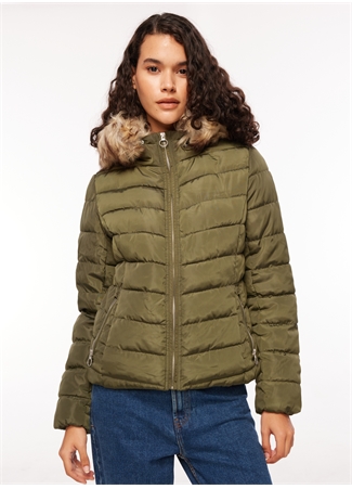 Only Yeşil Kadın Mont ONLELLAN QUILTED HOOD JACKET CC OTW_2