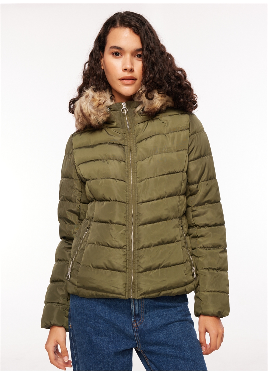 Only Yeşil Kadın Mont ONLELLAN QUILTED HOOD JACKET CC OTW_2